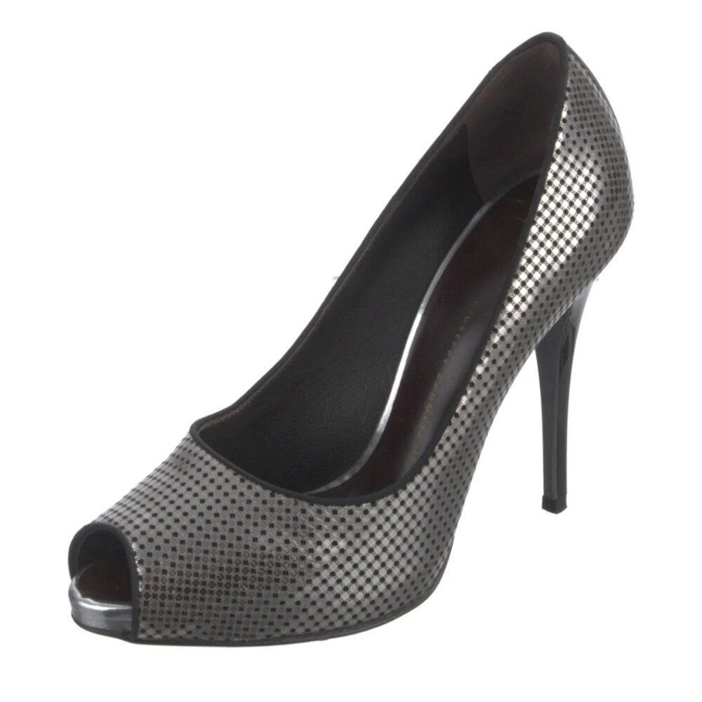 Giuseppe Zanotti Metallic Silver Leather Printed Pumps Sz 9 | US9, IT39 - Picture 3 of 7